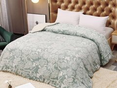 Patura cocolino dubla cu blanita, pat 2 persoane, alb / verde, PDBJ-104